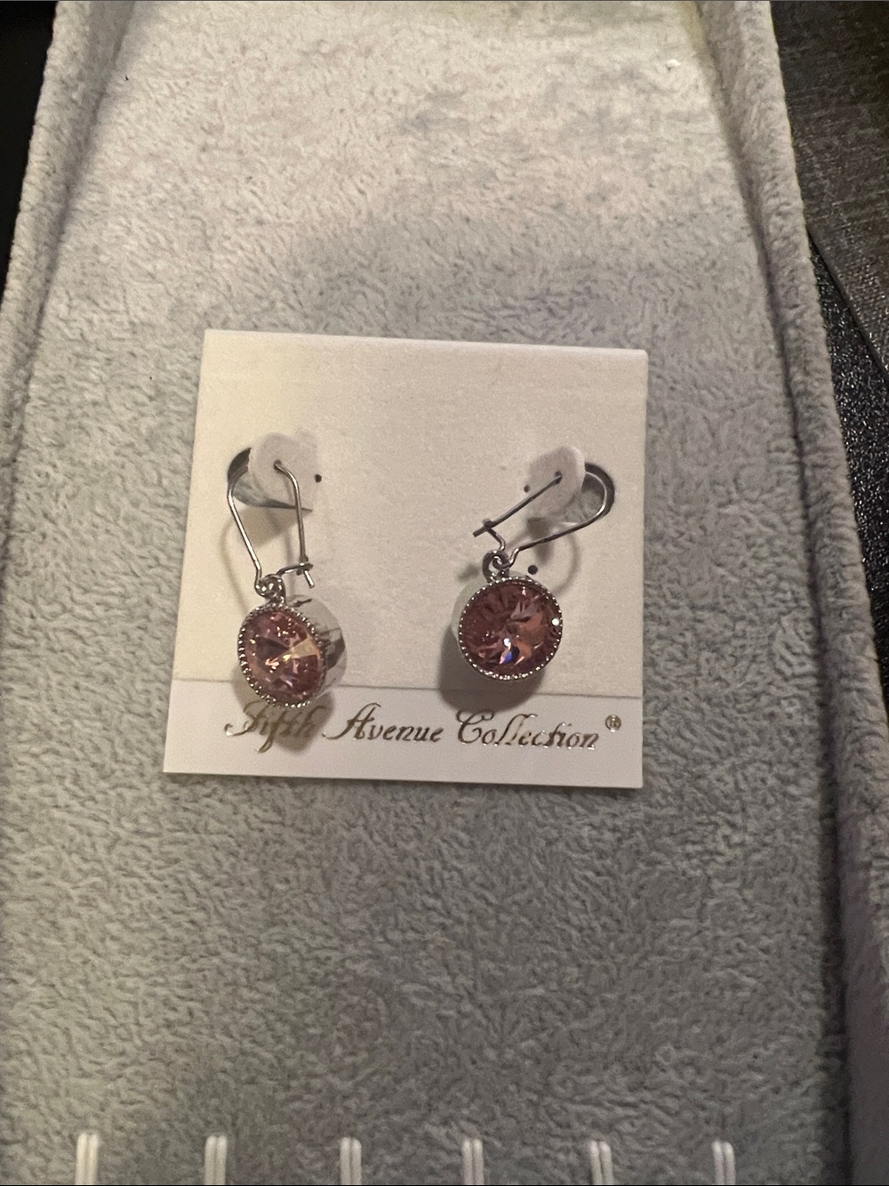 Fifth Avenue Collection Pink Crystal Drop Earrings